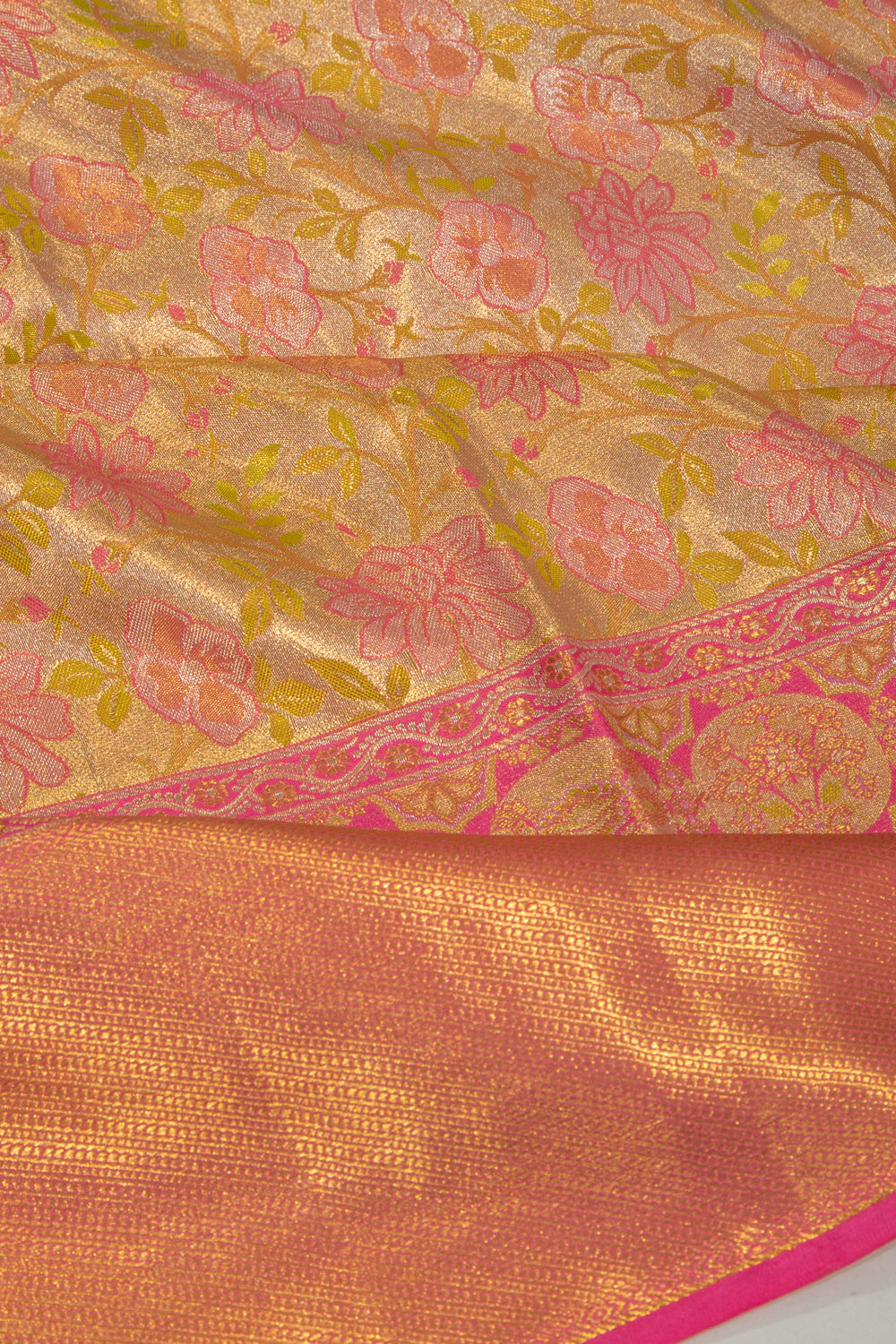 Taranga Kanchi Silk Tissue Brocade Gold Saree