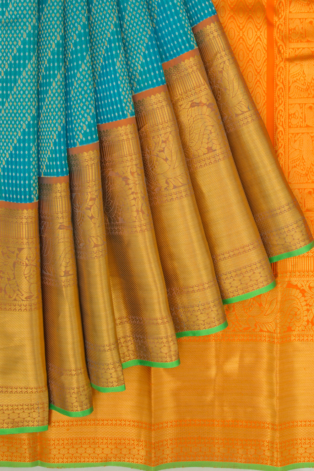 Kanchipuram Kora Organza Brocade Sky Blue Saree