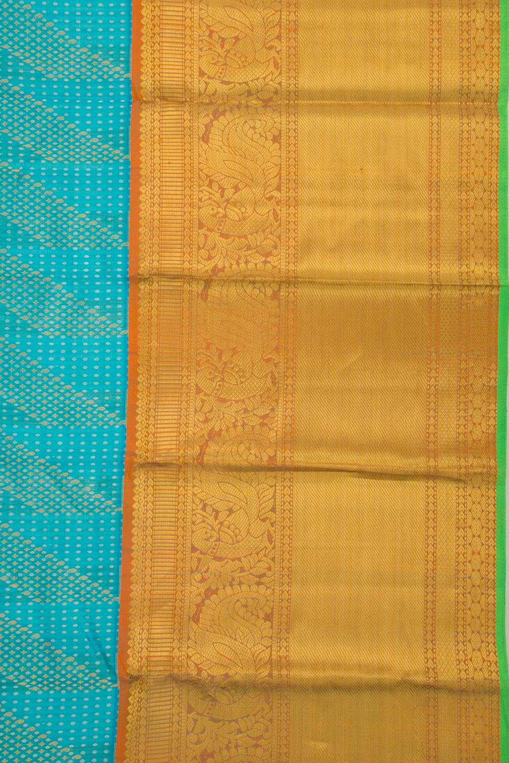 Kanchipuram Kora Organza Brocade Sky Blue Saree