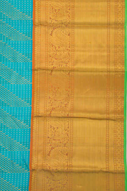Kanchipuram Kora Organza Brocade Sky Blue Saree