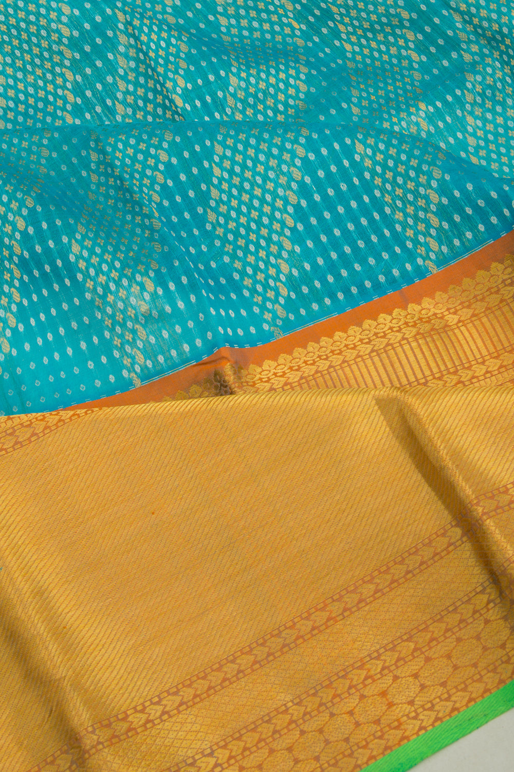 Kanchipuram Kora Organza Brocade Sky Blue Saree