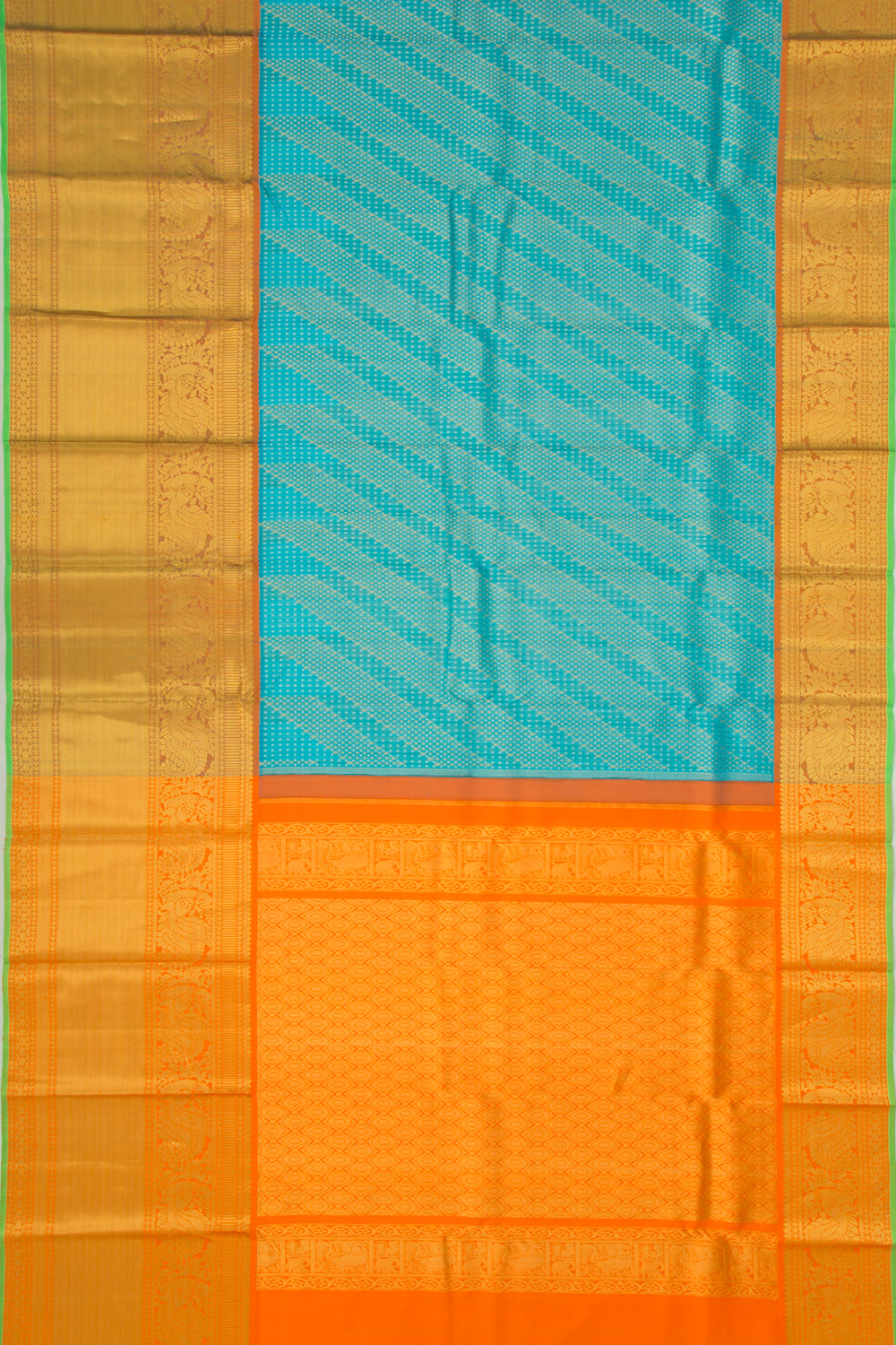 Kanchipuram Kora Organza Brocade Sky Blue Saree