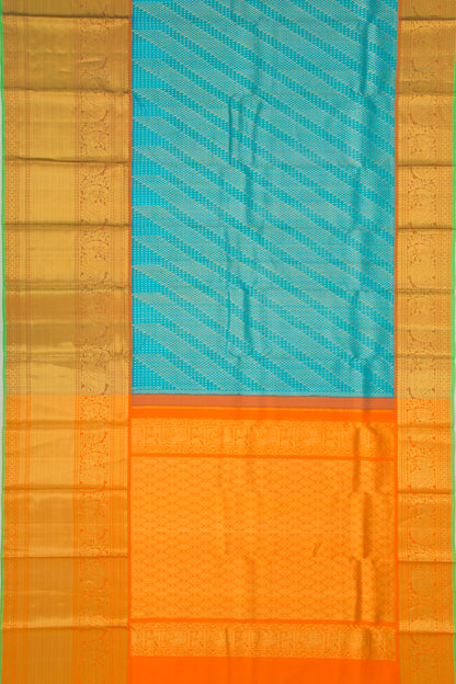 Kanchipuram Kora Organza Brocade Sky Blue Saree