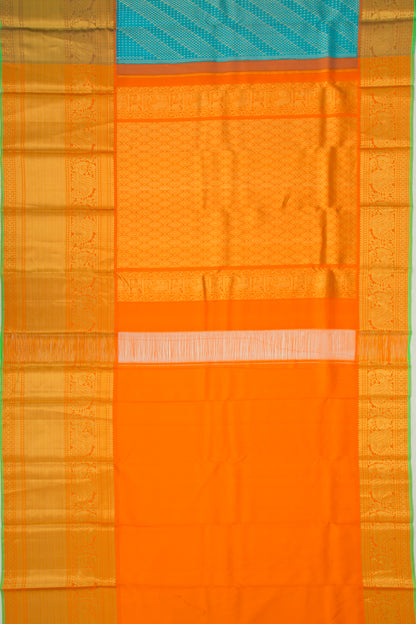 Kanchipuram Kora Organza Brocade Sky Blue Saree