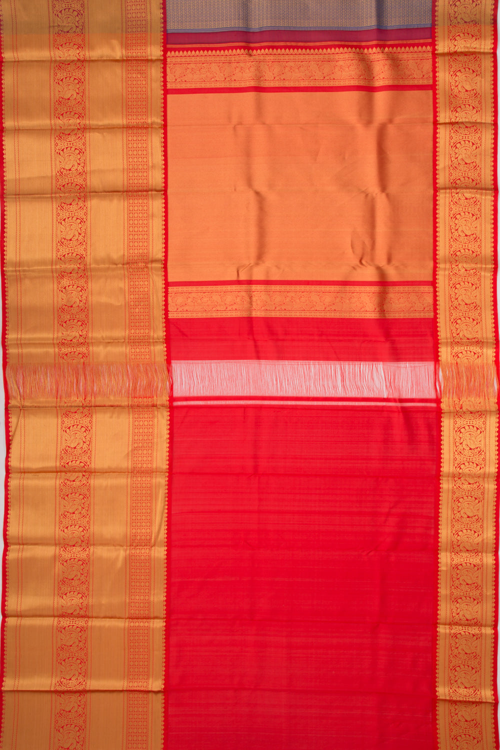 Kanchipuram Kora Organza Checks And Butta Dark Blue Saree
