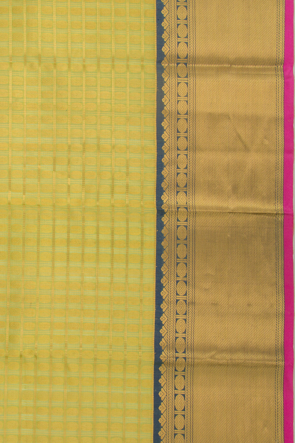 Kanchipuram Kora Organza Checks And Butta Green Saree