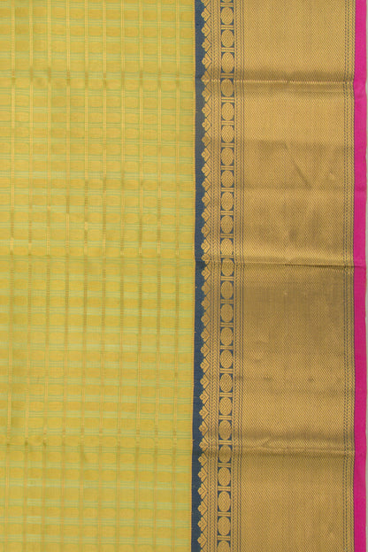 Kanchipuram Kora Organza Checks And Butta Green Saree