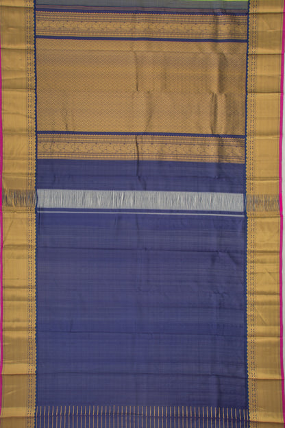 Kanchipuram Kora Organza Checks And Butta Green Saree