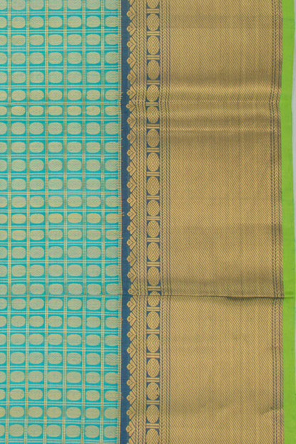Kanchipuram Kora Organza Checks And Butta Sky Blue Saree