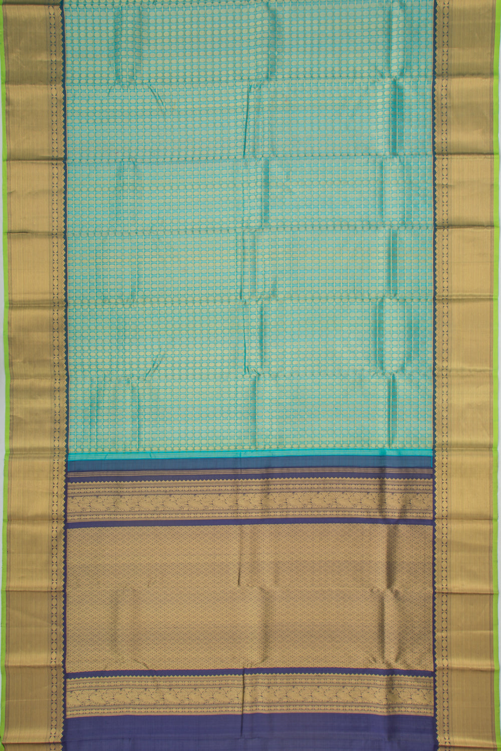 Kanchipuram Kora Organza Checks And Butta Sky Blue Saree