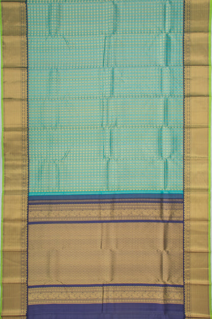 Kanchipuram Kora Organza Checks And Butta Sky Blue Saree