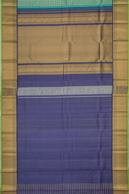 Kanchipuram Kora Organza Checks And Butta Sky Blue Saree