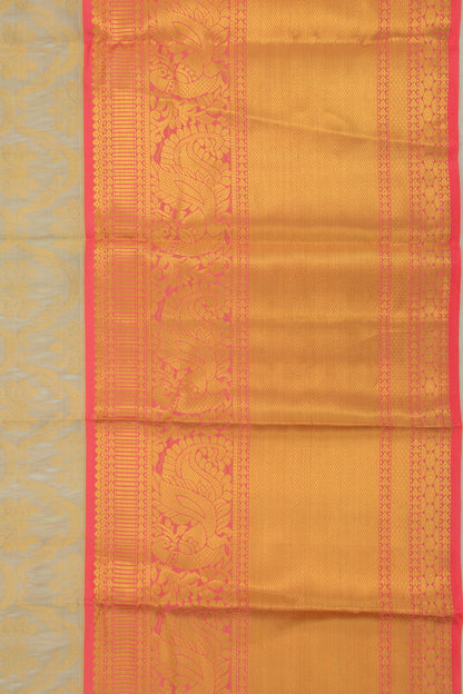 Kanchipuram Kora Organza Jaal Grey Saree