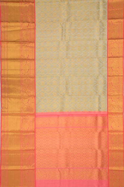 Kanchipuram Kora Organza Jaal Grey Saree