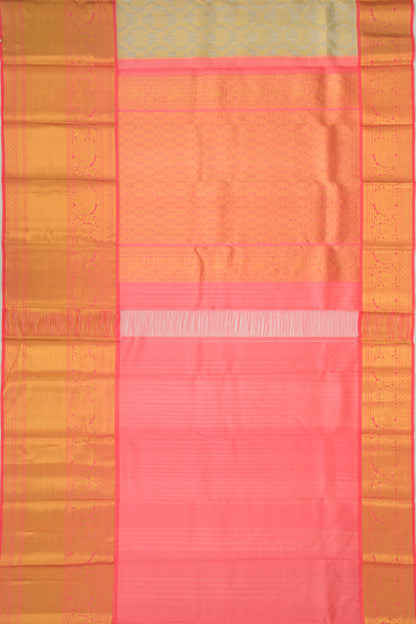 Kanchipuram Kora Organza Jaal Grey Saree