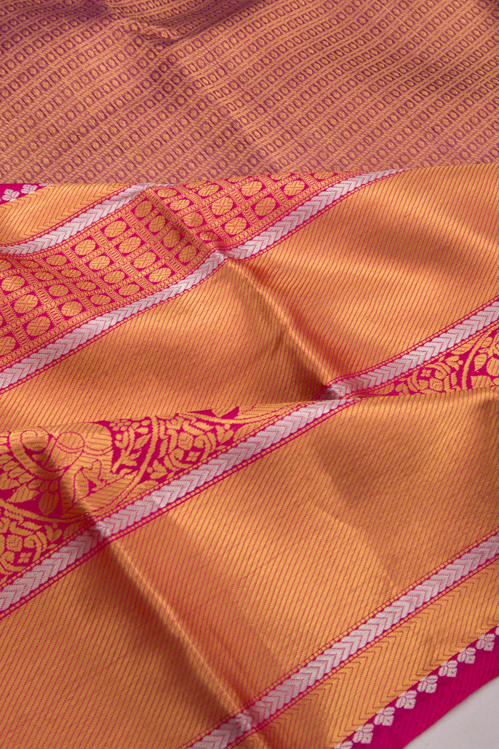 Kanchipuram Kora Organza Checks And Butta Purple Saree