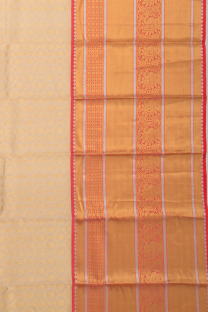 Kanchipuram Kora Organza Brocade Cream Saree