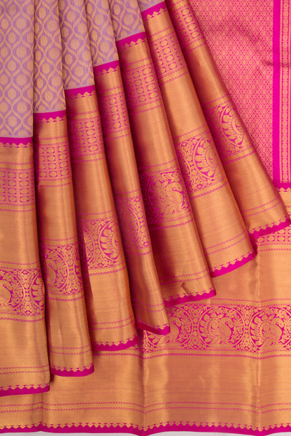 Kanchipuram Kora Organza Brocade Lavender Saree