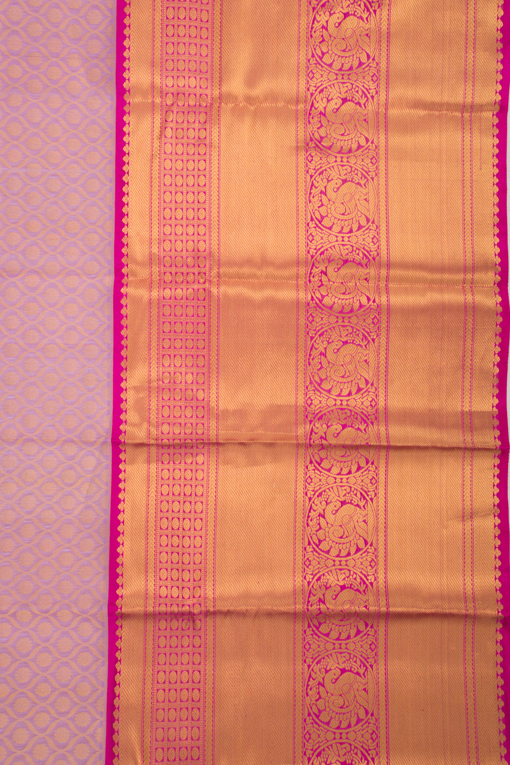 Kanchipuram Kora Organza Brocade Lavender Saree