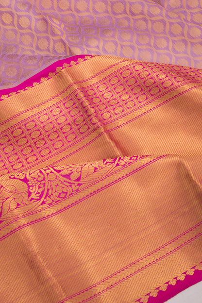 Kanchipuram Kora Organza Brocade Lavender Saree