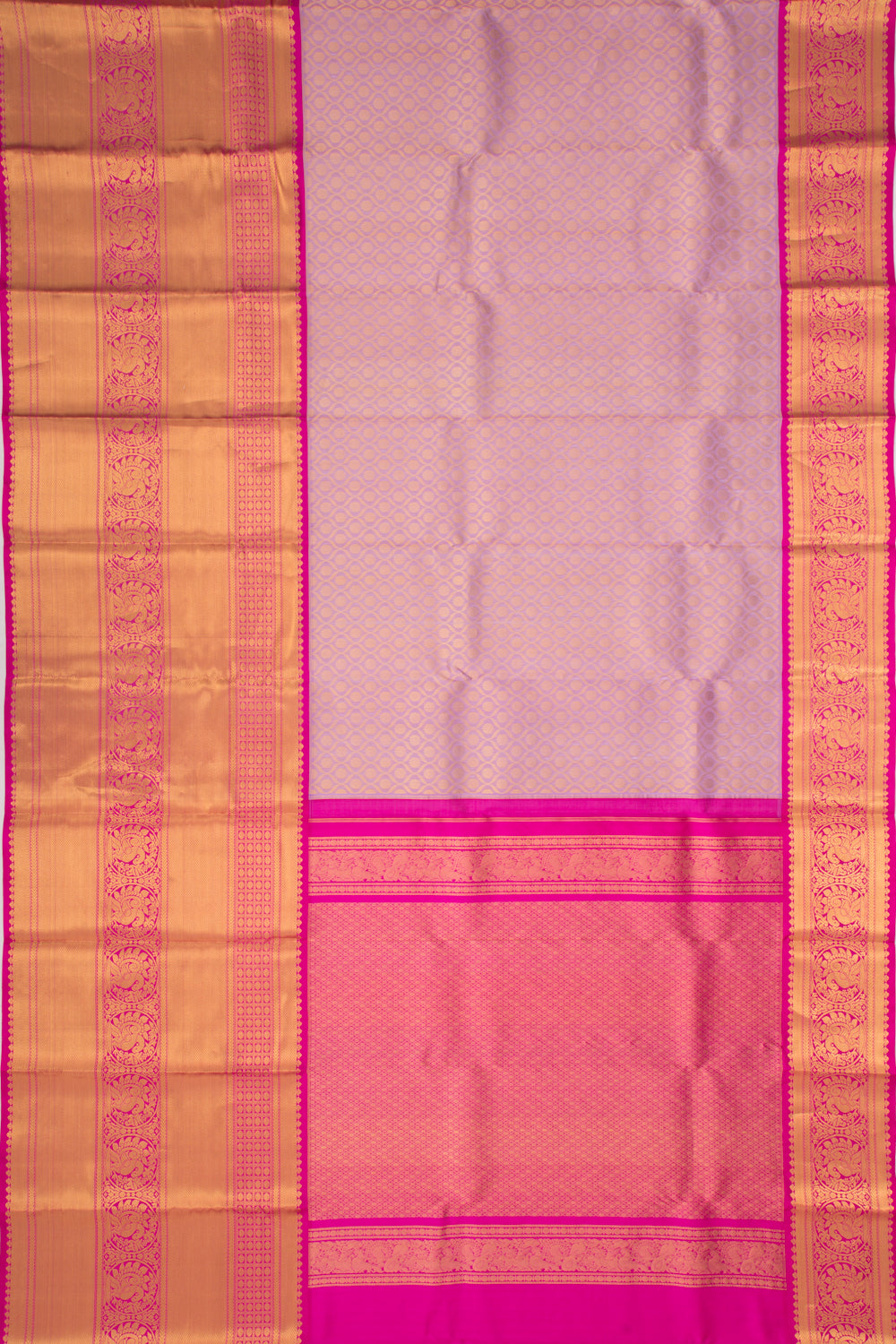 Kanchipuram Kora Organza Brocade Lavender Saree