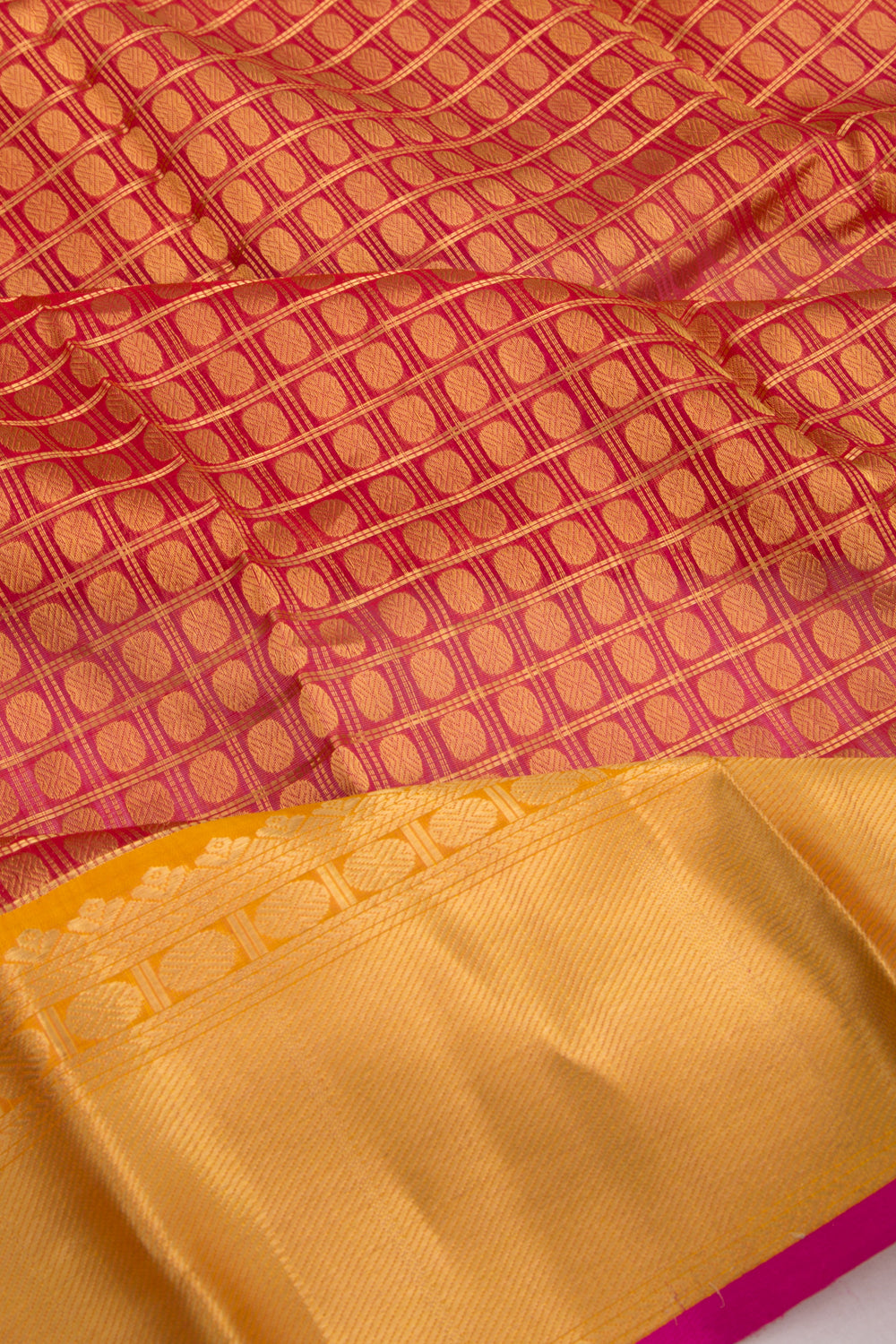 Kanchipuram Kora Organza Checks And Butta Maroon Saree