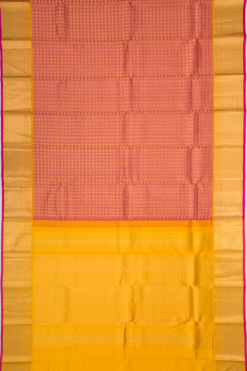Kanchipuram Kora Organza Checks And Butta Maroon Saree