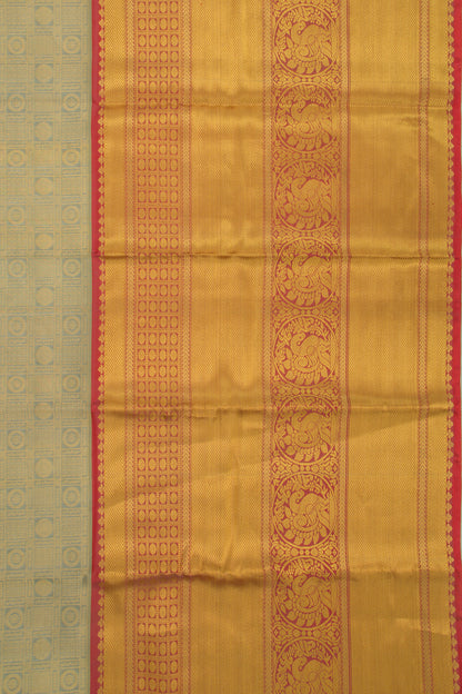 Kanchipuram Kora Organza Checks And Butta Elephant Grey Saree