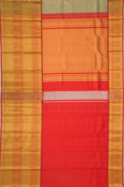 Kanchipuram Kora Organza Checks And Butta Elephant Grey Saree
