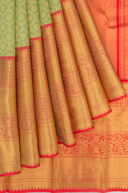 Kanchipuram Kora Organza Brocade Green Saree
