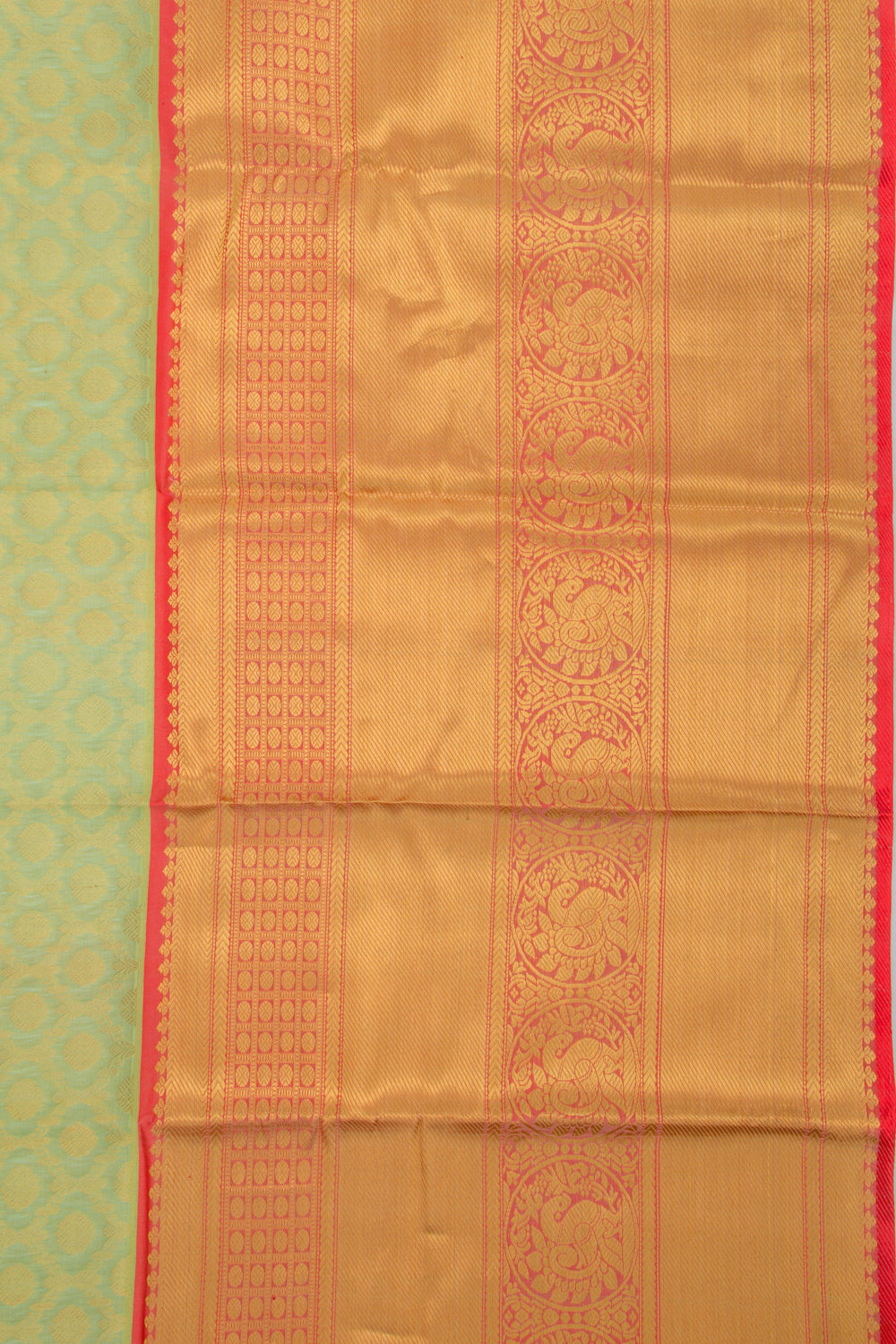 Kanchipuram Kora Organza Brocade Green Saree
