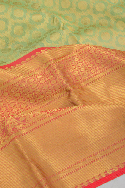 Kanchipuram Kora Organza Brocade Green Saree