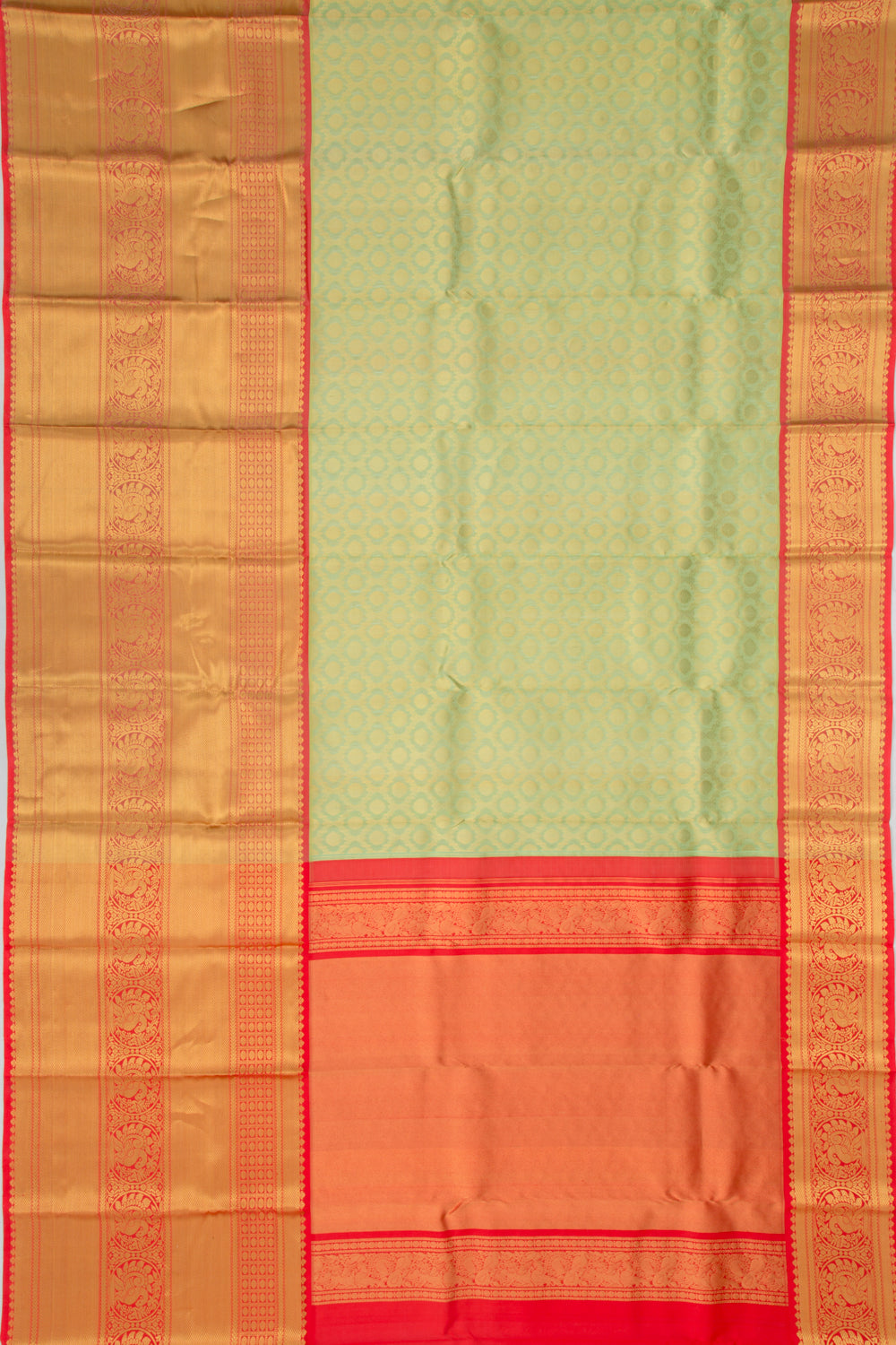 Kanchipuram Kora Organza Brocade Green Saree