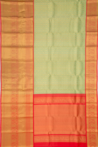 Kanchipuram Kora Organza Brocade Green Saree