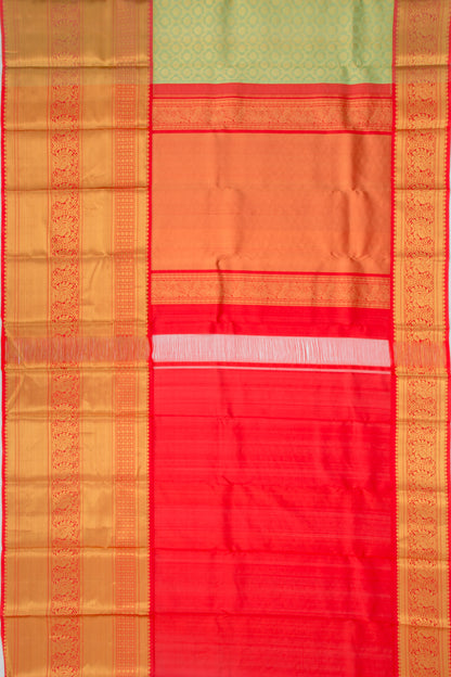 Kanchipuram Kora Organza Brocade Green Saree