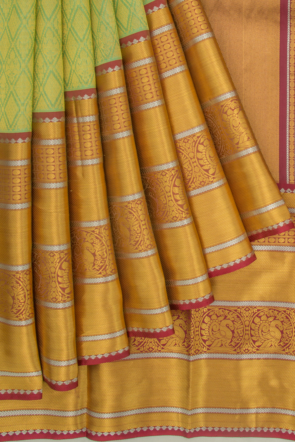 Kanchipuram Kora Organza Brocade Green Saree