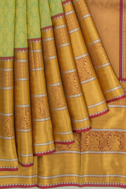 Kanchipuram Kora Organza Brocade Green Saree