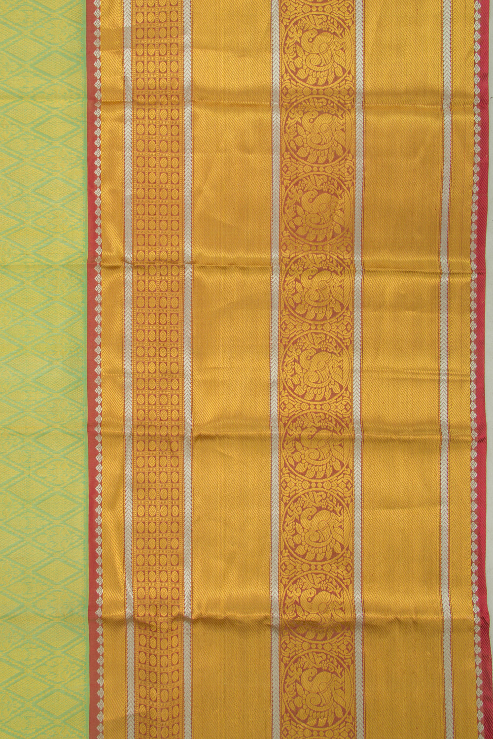 Kanchipuram Kora Organza Brocade Green Saree