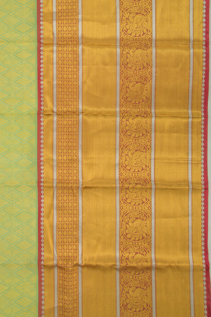 Kanchipuram Kora Organza Brocade Green Saree