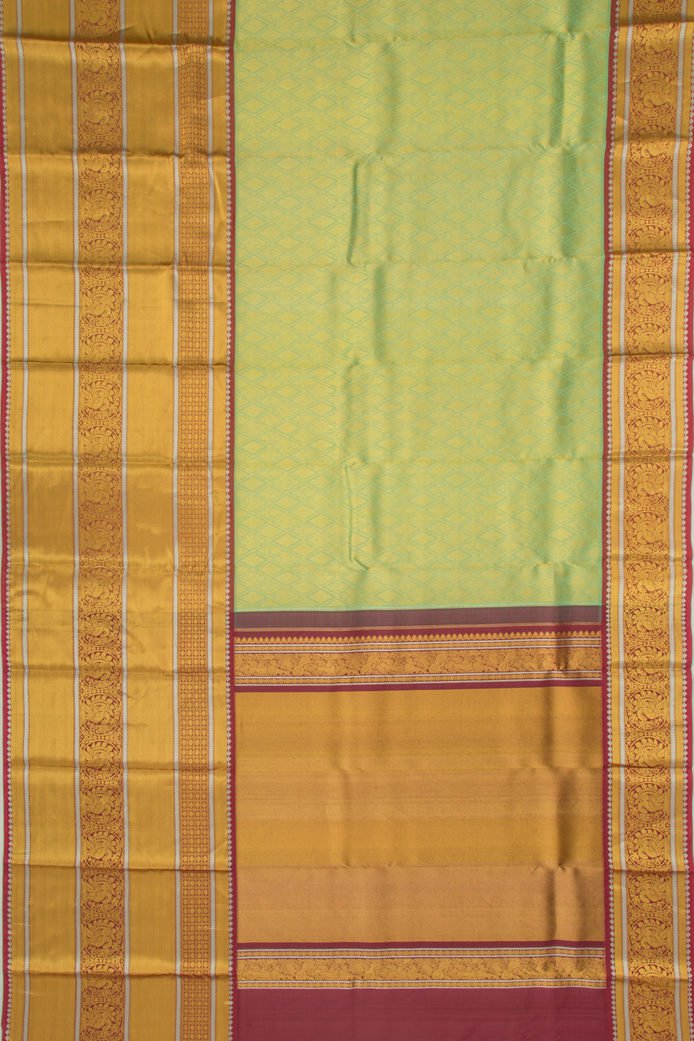Kanchipuram Kora Organza Brocade Green Saree