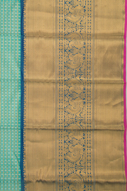 Kanchipuram Kora Organza Checks And Butta Sea Green Saree