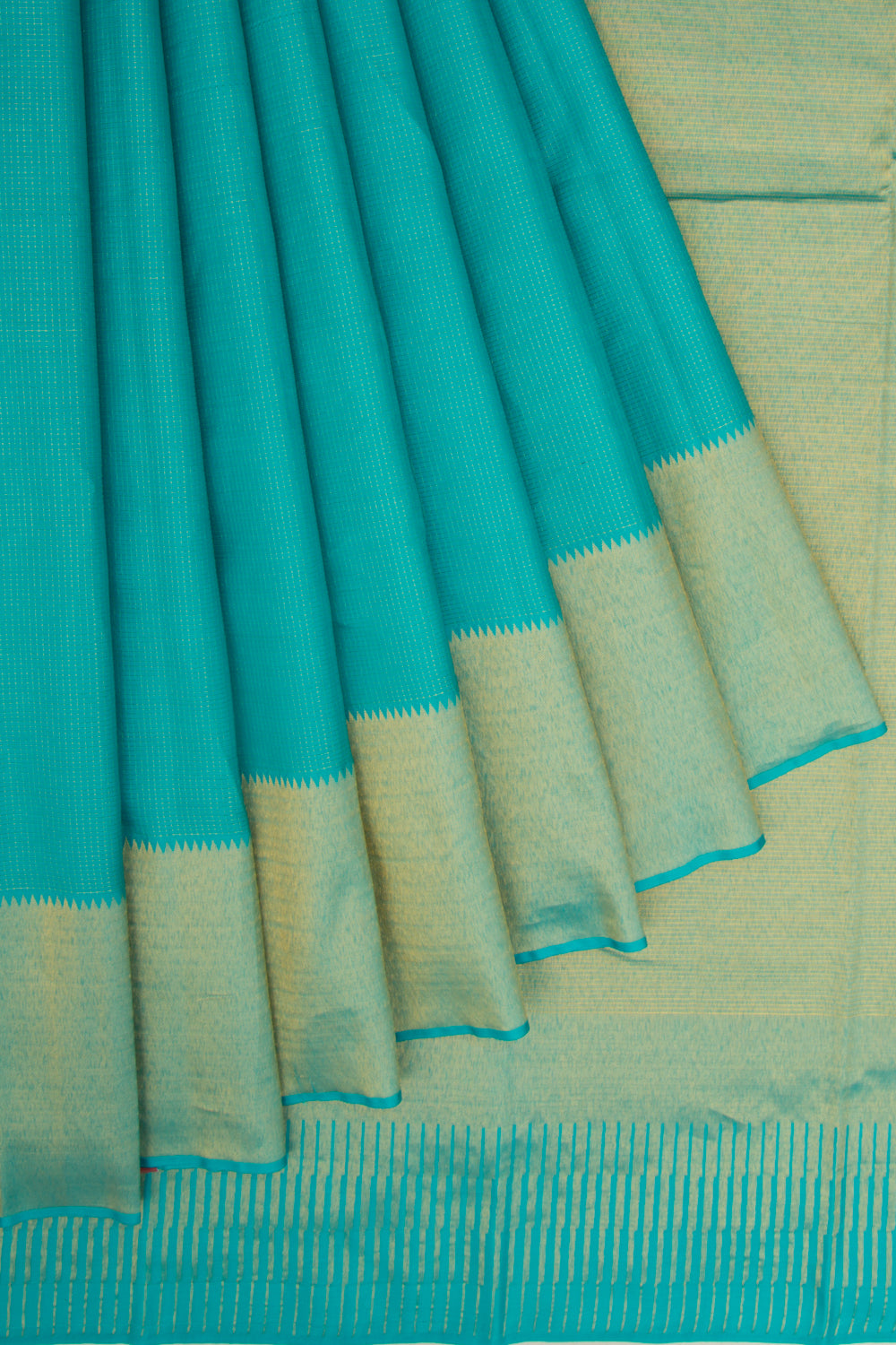 Kanchipuram Silk Checks Sky Blue Saree
