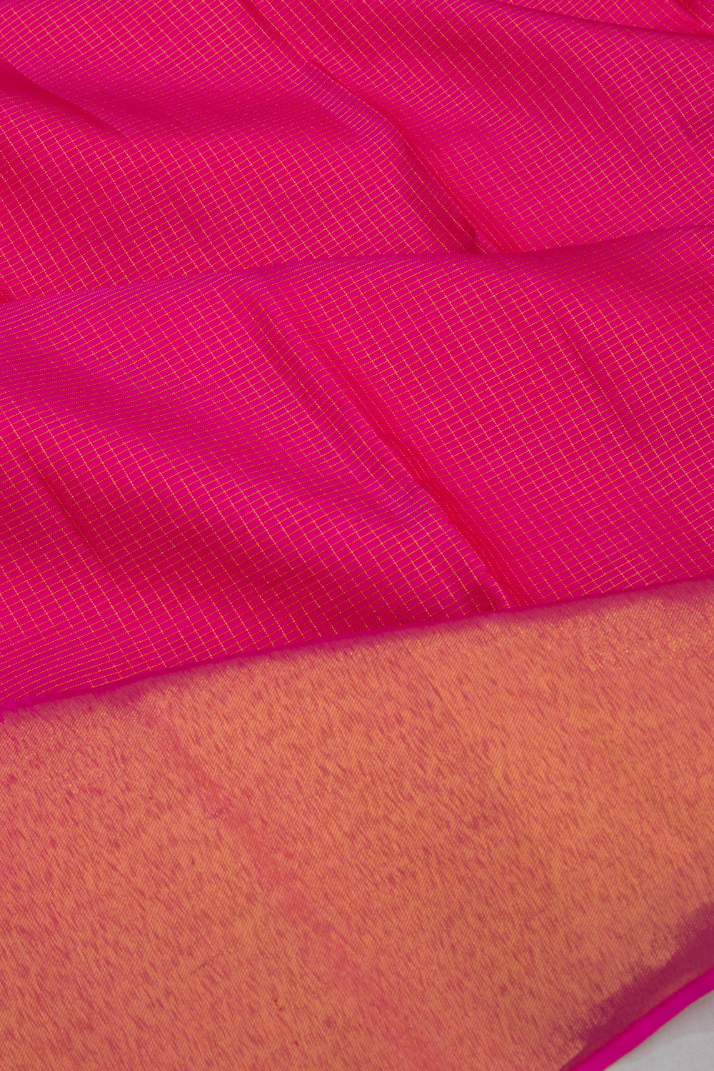 Kanchipuram Silk Checks Pink Saree