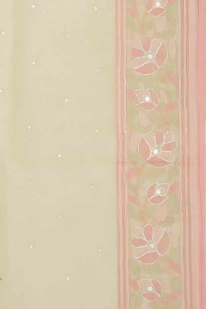 Organza Butta Cream Saree