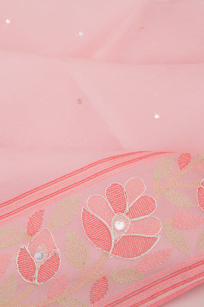 Organza Butta Pink Saree