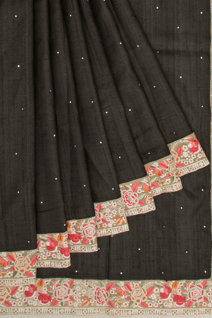 Tussar Butta Black Saree