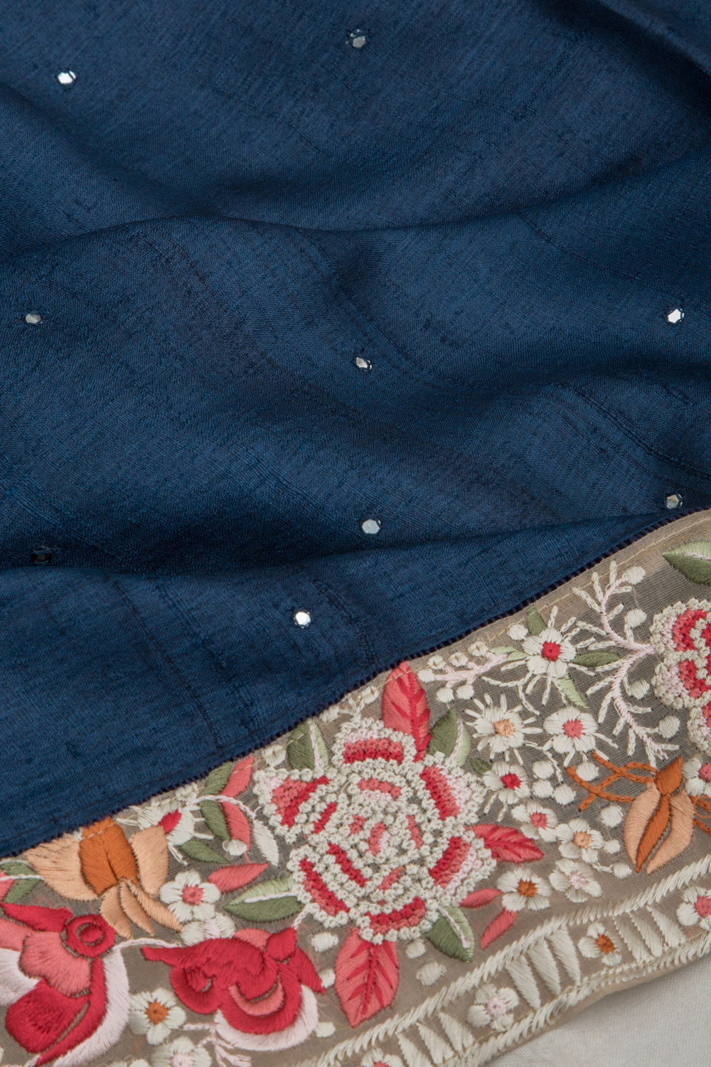 Tussar Butta Dark Blue Saree