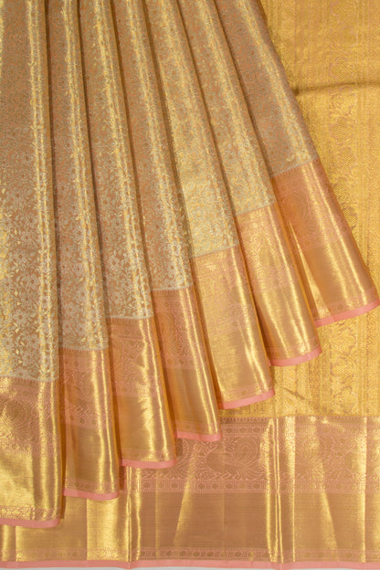 Taranga Kanchi Silk Tissue Brocade Peach Saree