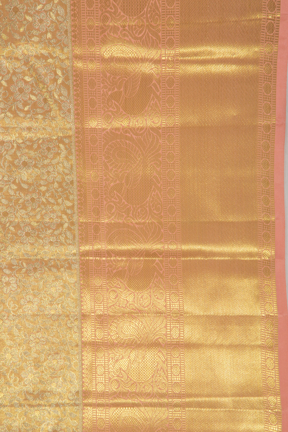 Taranga Kanchi Silk Tissue Brocade Peach Saree