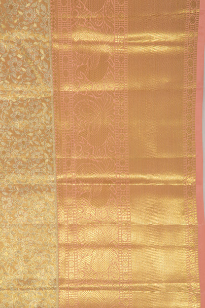 Taranga Kanchi Silk Tissue Brocade Peach Saree